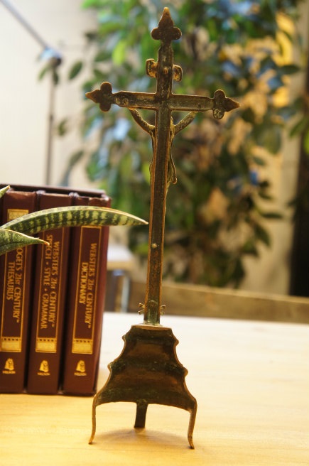 アンティークアンティーク キリスト像 真鍮 十字架 44cm - 置物