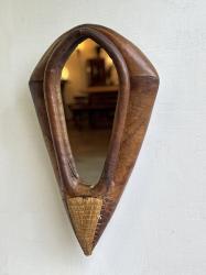 フランス ヴィンテージ レザーミラー