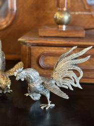 アンティーク闘鶏フィギュリン/COCKFIGHT シルバー